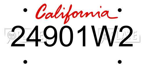 24901W2 California License Plate