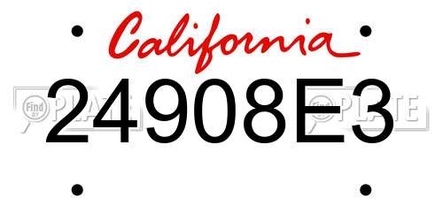 24908E3 California License Plate