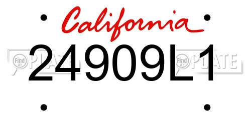 24909L1 California License Plate