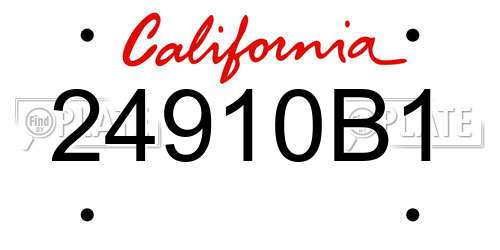 24910B1 California License Plate