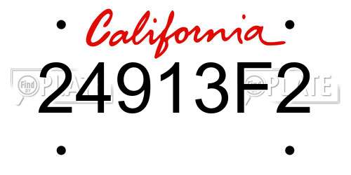 24913F2 California License Plate