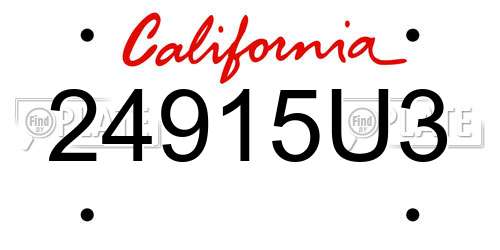24915U3 California License Plate
