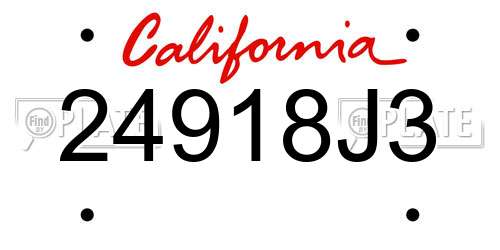 24918J3 California License Plate