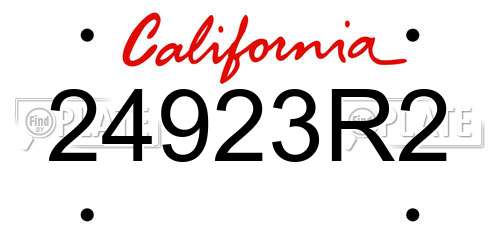 24923R2 California License Plate