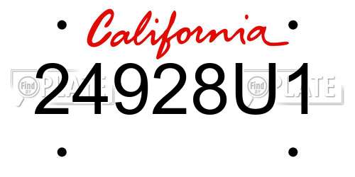 24928U1 California License Plate