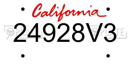 24928V3 California License Plate