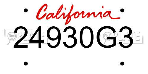 24930G3 California License Plate