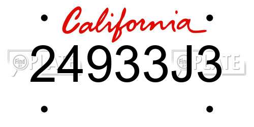 24933J3 California License Plate