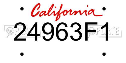 24963F1 California License Plate
