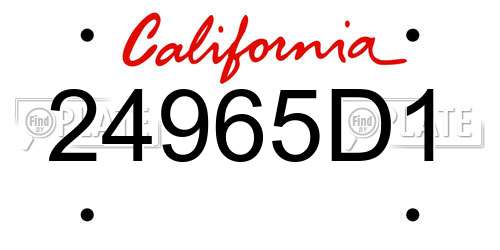24965D1 California License Plate