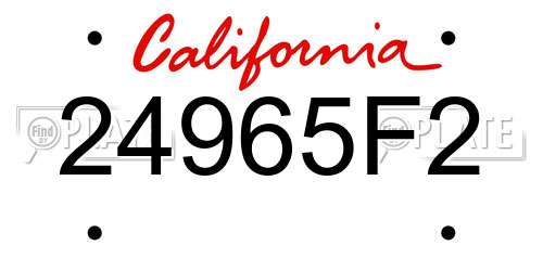 24965F2 California License Plate