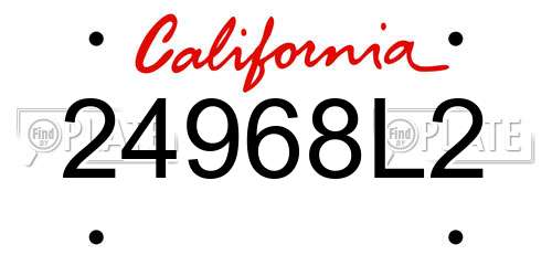 24968L2 California License Plate