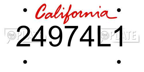 24974L1 California License Plate