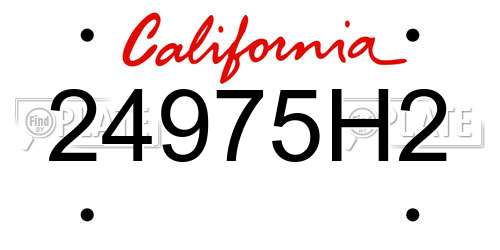 24975H2 California License Plate