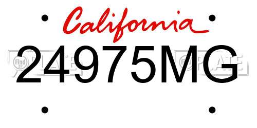 24975MG California License Plate
