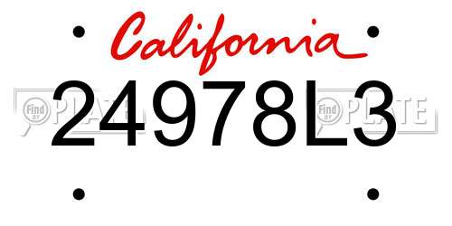 24978L3 California License Plate