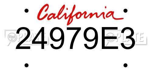24979E3 California License Plate