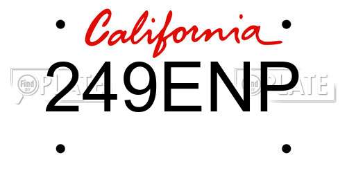 249ENP California License Plate