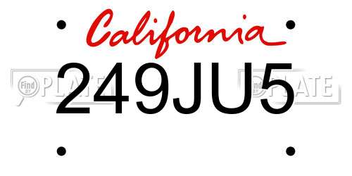 249JU5 California License Plate