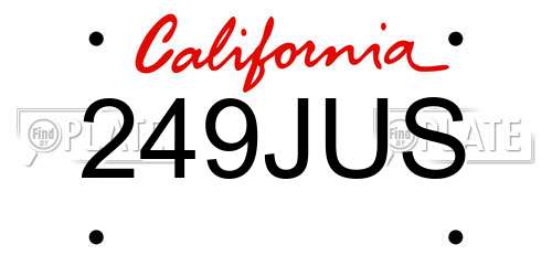 249JUS California License Plate