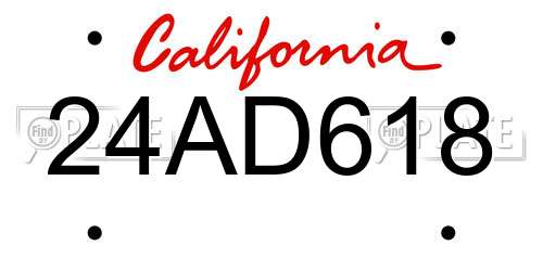 24AD618 California License Plate