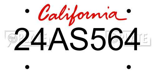 24AS564 California License Plate
