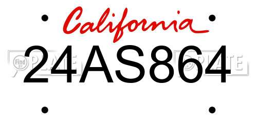 24AS864 California License Plate