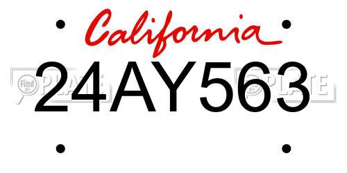 24AY563 California License Plate