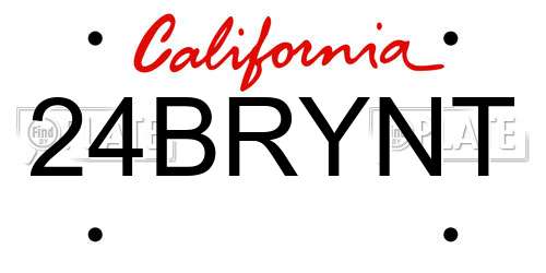 24BRYNT California License Plate