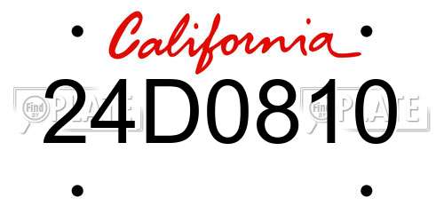 24D0810 California License Plate