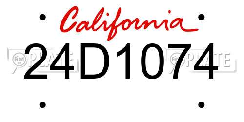 24D1074 California License Plate