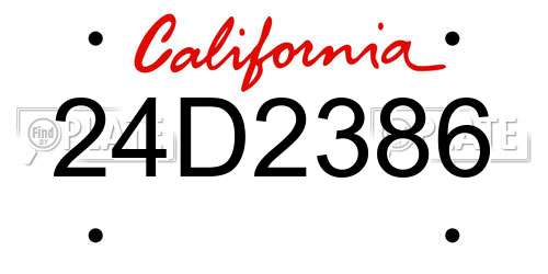 24D2386 California License Plate