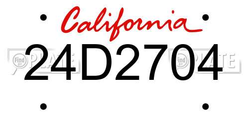 24D2704 California License Plate