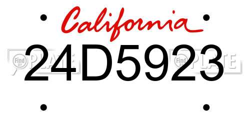 24D5923 California License Plate