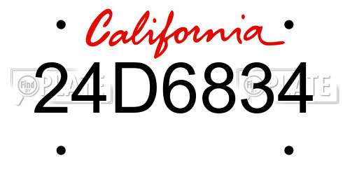 24D6834 California License Plate