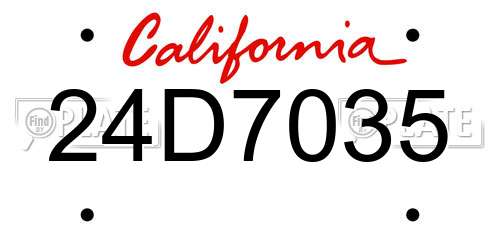 24D7035 California License Plate