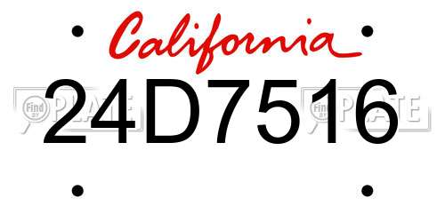 24D7516 California License Plate