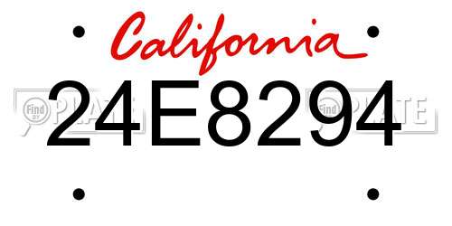 24E8294 California License Plate