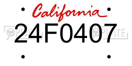 24F0407 California License Plate