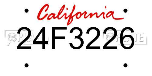 24F3226 California License Plate