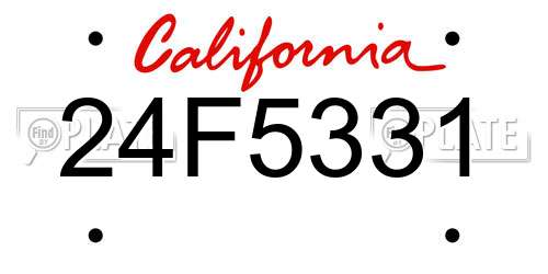24F5331 California License Plate
