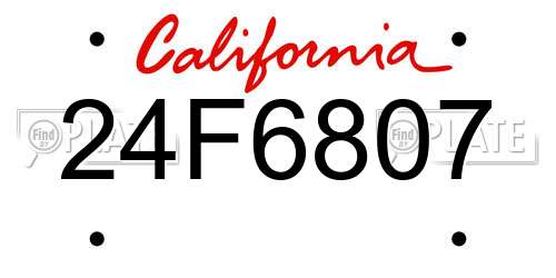 24F6807 California License Plate