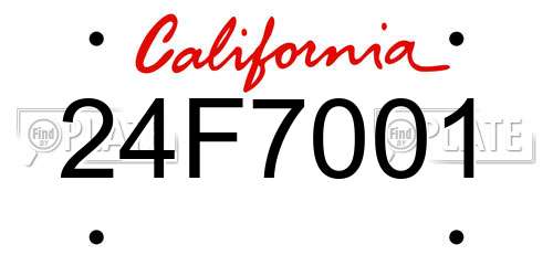 24F7001 California License Plate