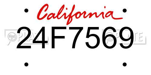 24F7569 California License Plate