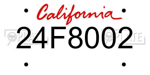24F8002 California License Plate