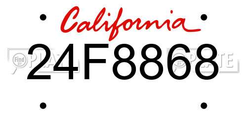 24F8868 California License Plate