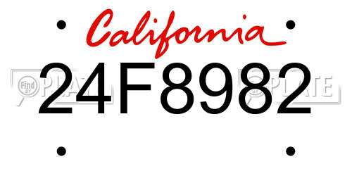 24F8982 California License Plate