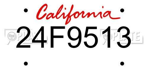 24F9513 California License Plate