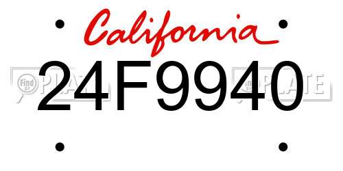 24F9940 California License Plate