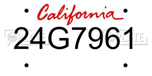 24G7961 California License Plate
